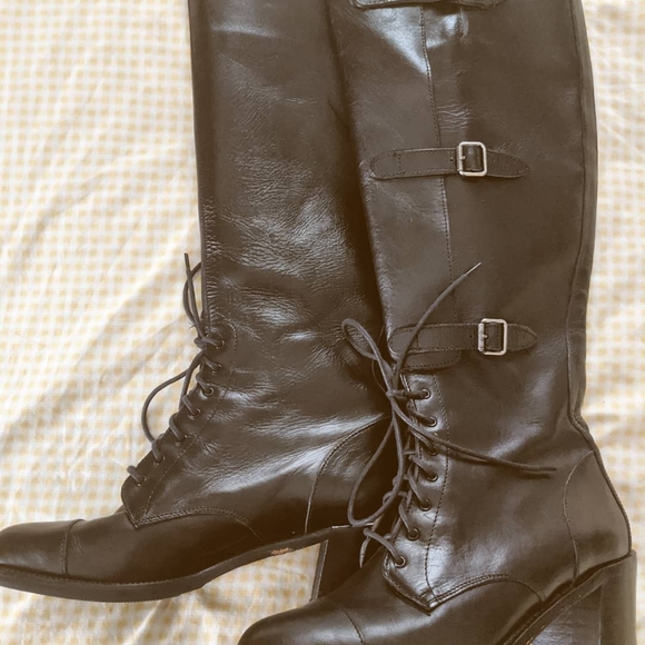 17" Joan and David black chunky leather boots - Picture 6 of 11